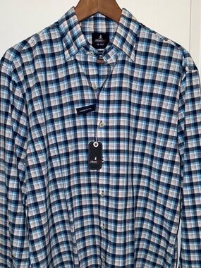 johnnie-O Top Shelf "Keith" Plaid Button Down Shirt in Malibu Blue - NWT